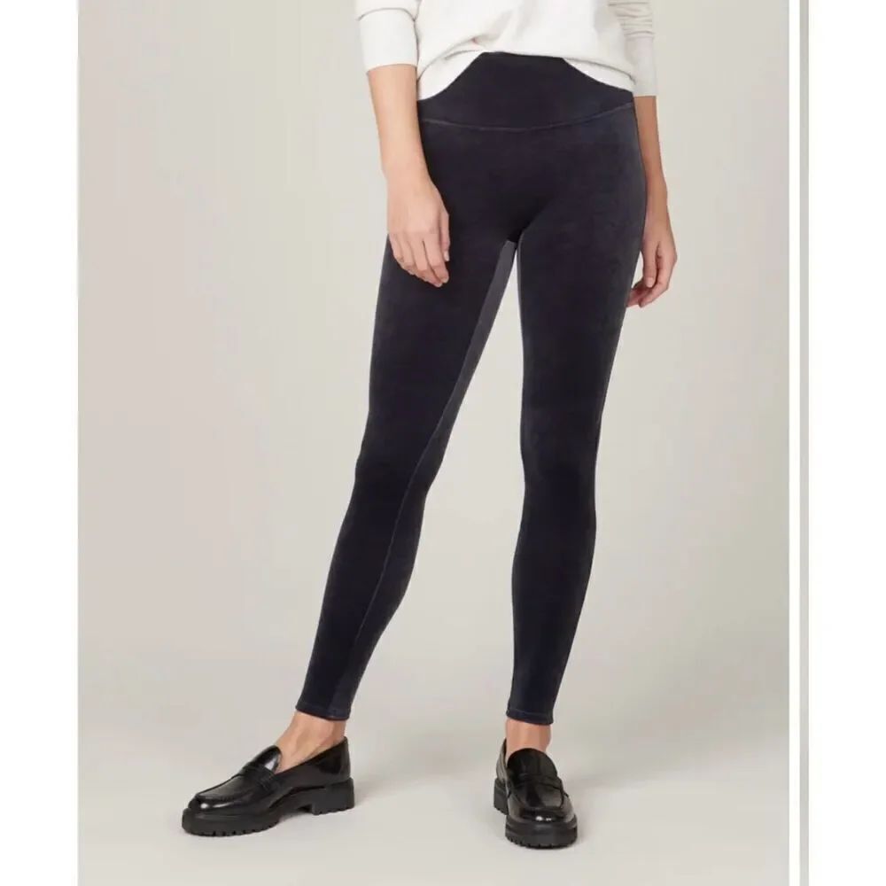 Spanx navy blue shapewear velvet contour power leggings
